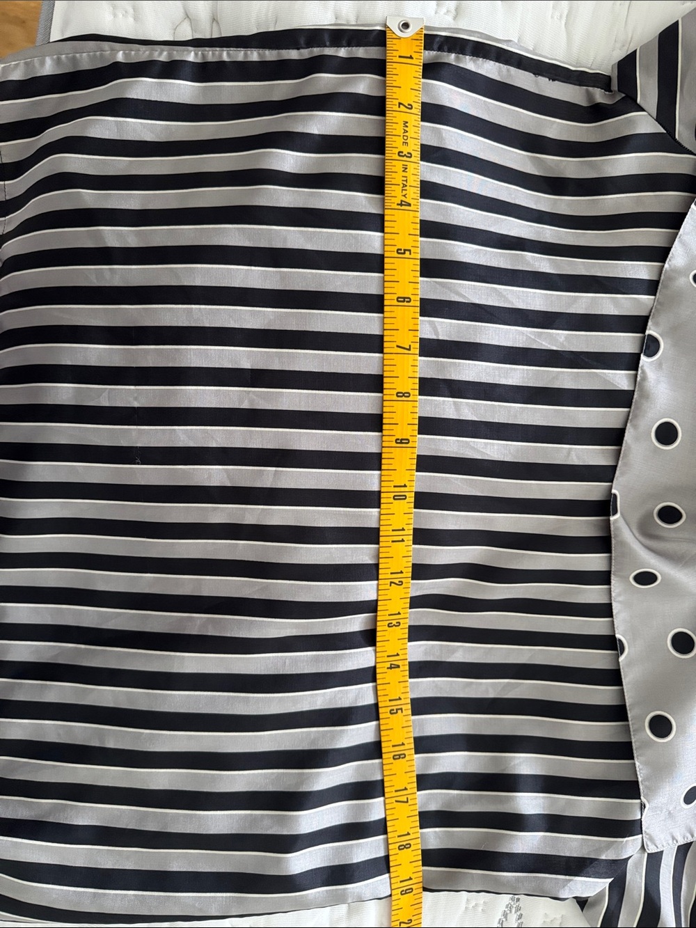 French Vintage Black, Gray, and White Striped & Polka Dot Blouse - Picture 8 of 10